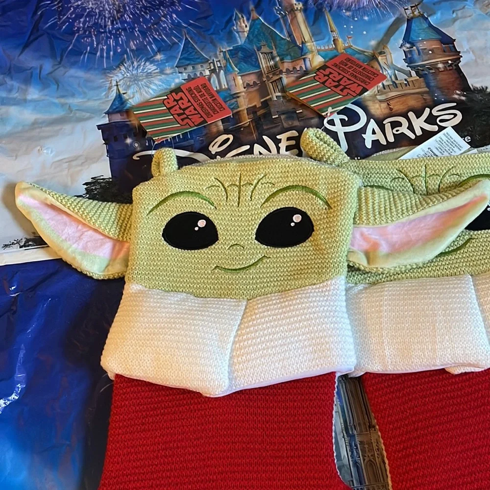 Two Disneyland parks baby yoda Grogu Christmas stockings